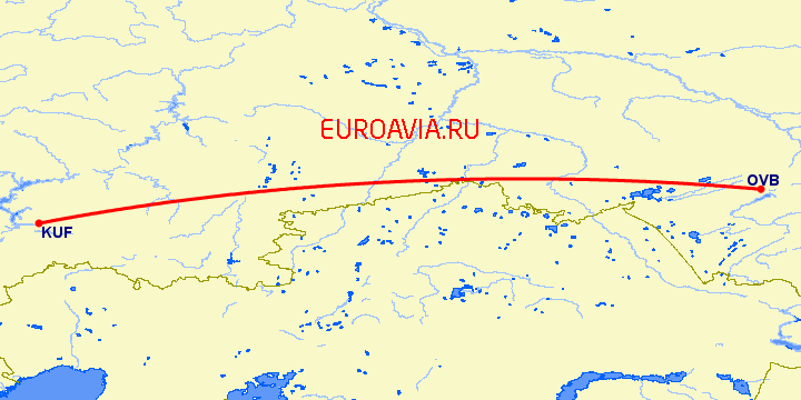 перелет Самара — Новосибирск на карте
