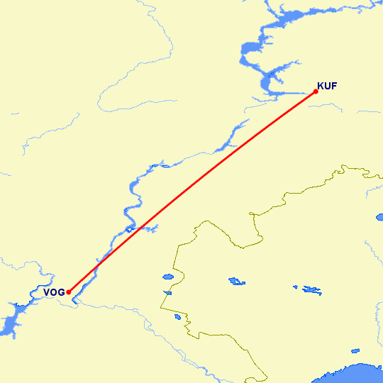перелет Самара — Волгоград на карте