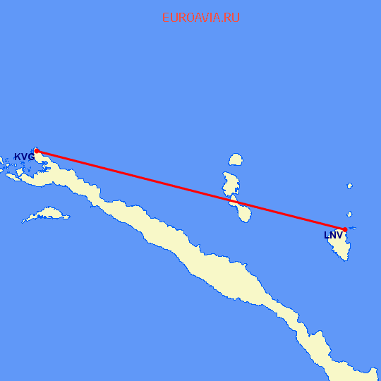 перелет Кавьенг — Lihir Island на карте