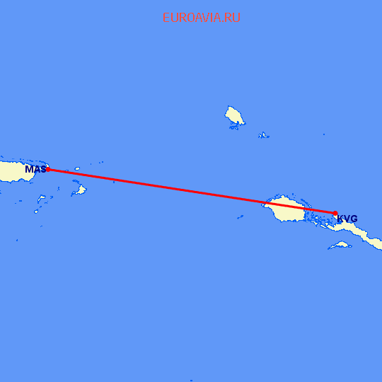 перелет Кавьенг — Manus Island на карте
