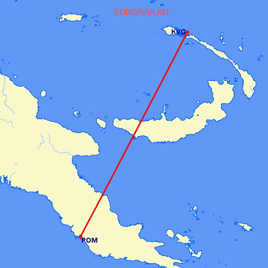 перелет Кавьенг — Порт Морсби на карте