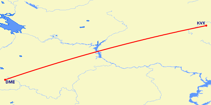 перелет Киров — Москва на карте