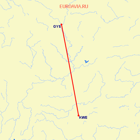перелет Гуйянг — Guang Yuan на карте