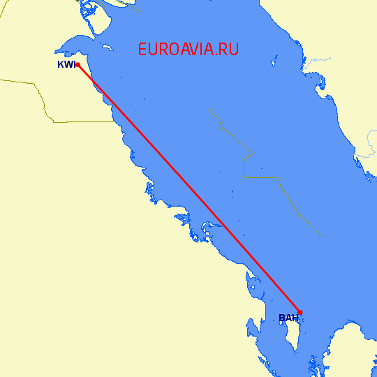 перелет Кувейт — Манама на карте