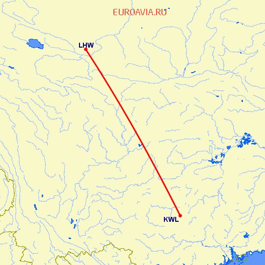 перелет Гуйлинь — Ланчжоу на карте
