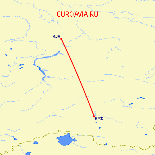 перелет Кызыл — Красноярск на карте