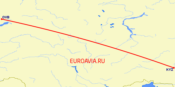перелет Кызыл — Новосибирск на карте