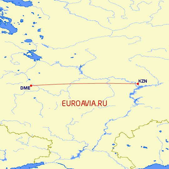 перелет Казань — Москва на карте