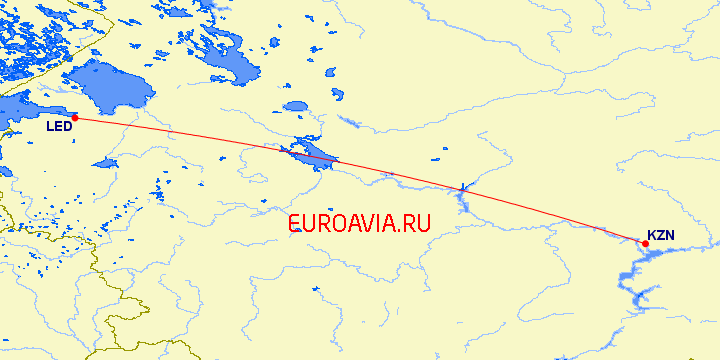 перелет Казань — Санкт Петербург на карте