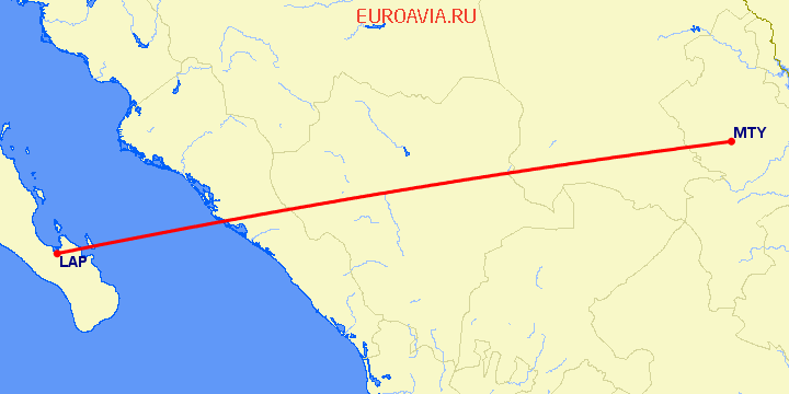 перелет Ла Пас — Монтеррей на карте
