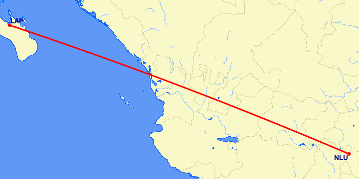 перелет Ла Пас — Santa Lucia на карте