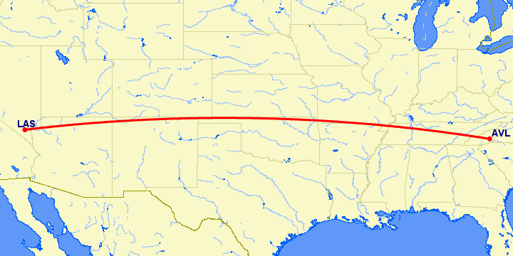 перелет Лас Вегас — Флетчер на карте