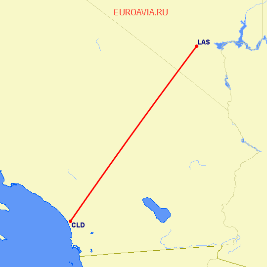 перелет Лас Вегас — Carlsbad на карте