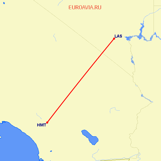 перелет Лас Вегас — Hemet на карте