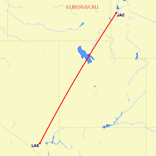 перелет Лас Вегас — Джексон на карте