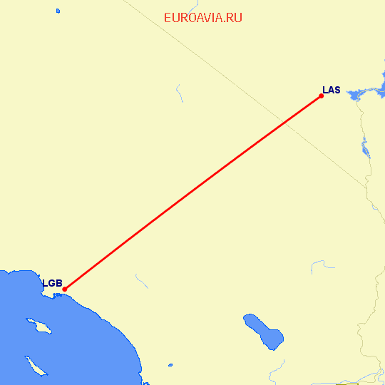 перелет Лас Вегас — Лонг Бич на карте
