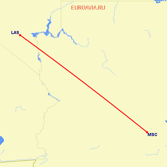 перелет Лас Вегас — Меса на карте