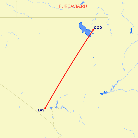 перелет Лас Вегас — Огден на карте