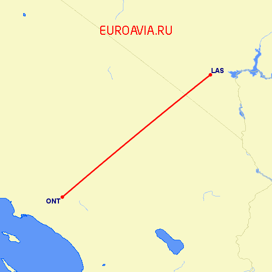 перелет Лас Вегас — Онтарио на карте
