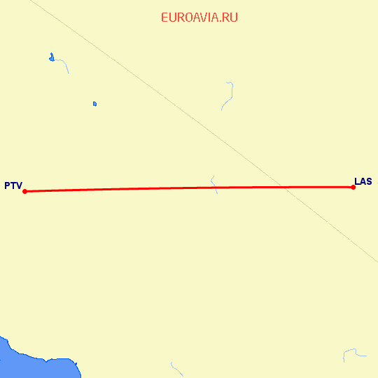 перелет Лас Вегас — Porterville на карте