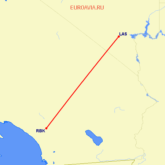перелет Лас Вегас — Ранчо на карте