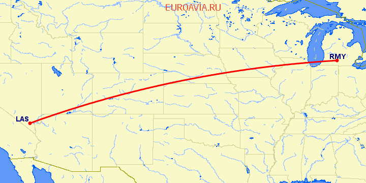 перелет Лас Вегас — Марипоса на карте
