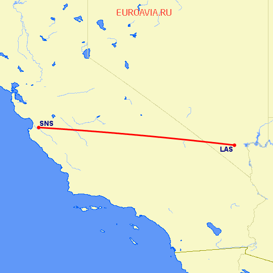 перелет Лас Вегас — Salinas на карте