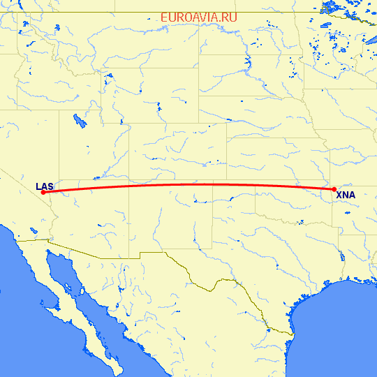 перелет Лас Вегас — Fayetteville на карте