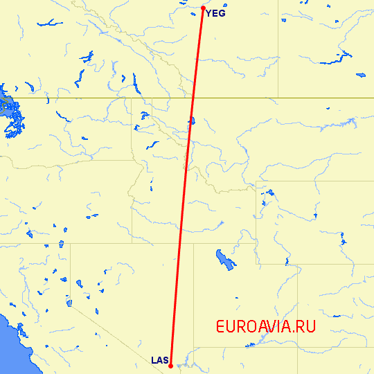 перелет Лас Вегас — Эдмонтон на карте