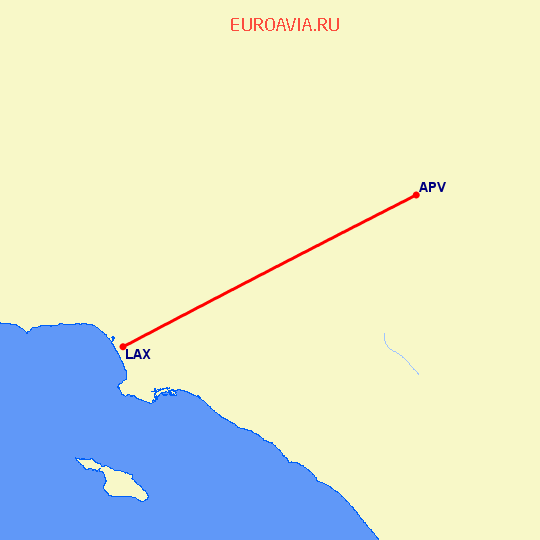 перелет Лос Анджелес — Эппл Вэлли на карте