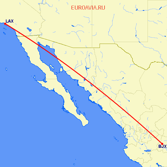 перелет Лос Анджелес — Лейн на карте