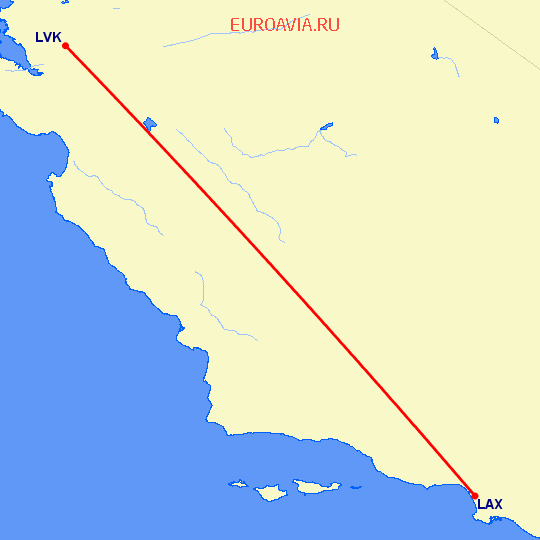 перелет Лос Анджелес — Livermore на карте