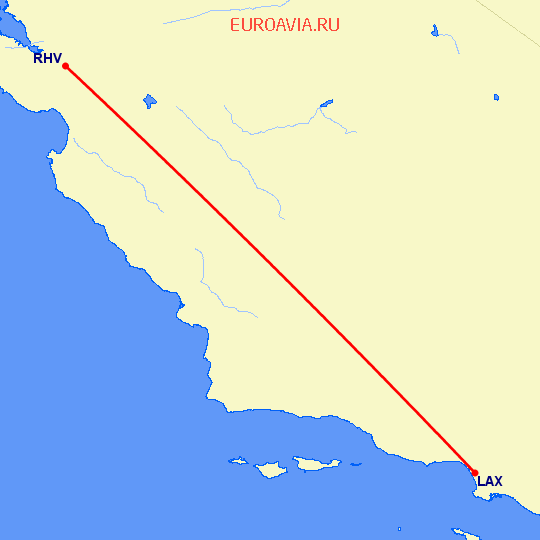 перелет Лос Анджелес — Сан-Хосе на карте