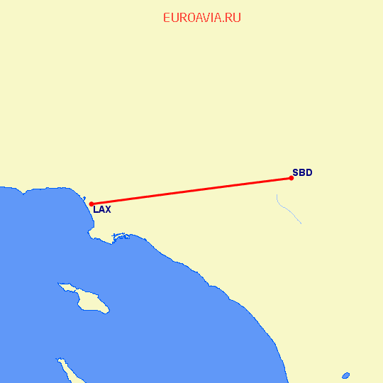перелет Лос Анджелес — Сан Бернардино на карте