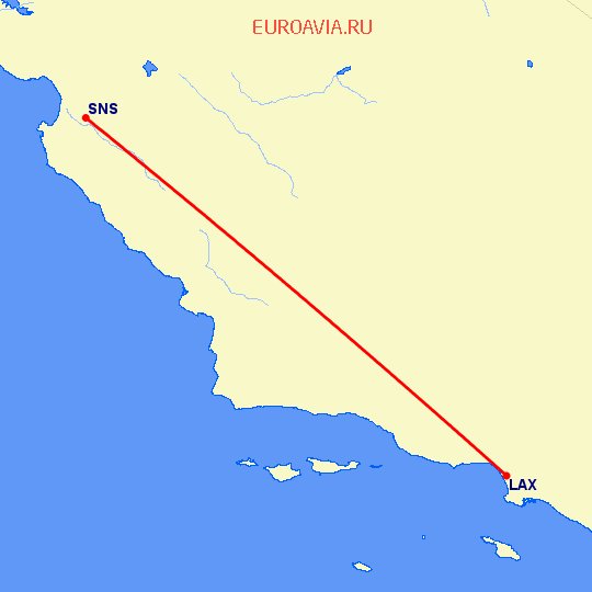 перелет Лос Анджелес — Salinas на карте
