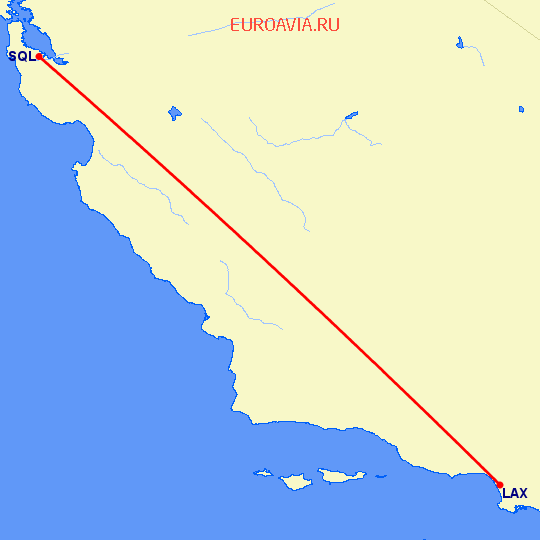 перелет Лос Анджелес — Сан Карлос на карте