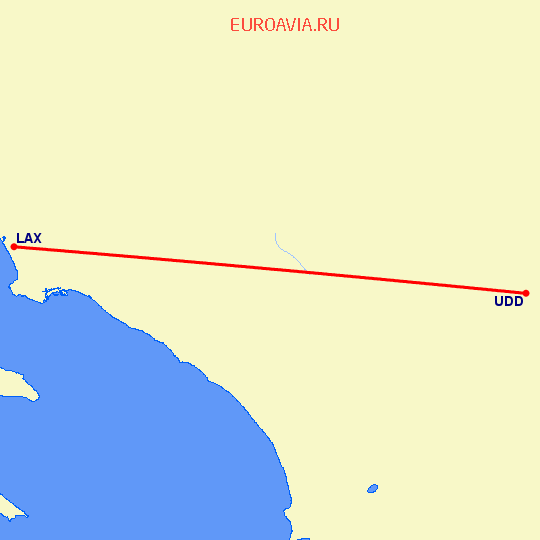 перелет Лос Анджелес — Палм Спрингс на карте