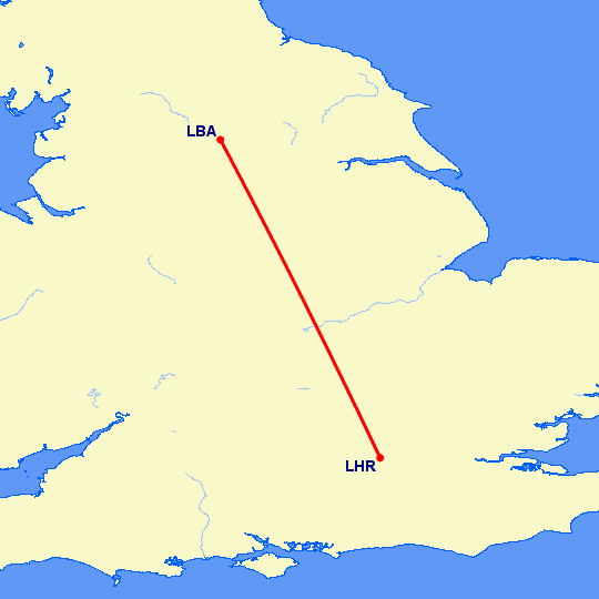 перелет Лидс — Лондон на карте