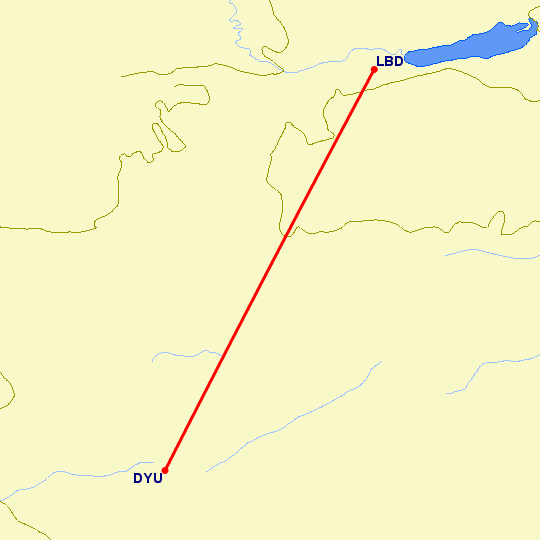 перелет Худжанд — Душанбе на карте