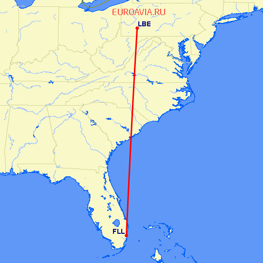 перелет Латроуб — Форт Лодердейл  на карте