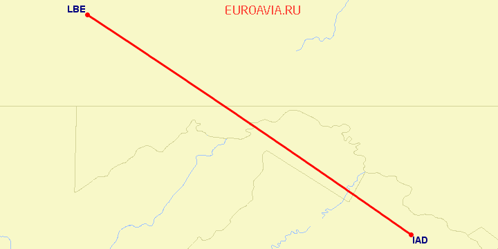 перелет Латроуб — Вашингтон на карте