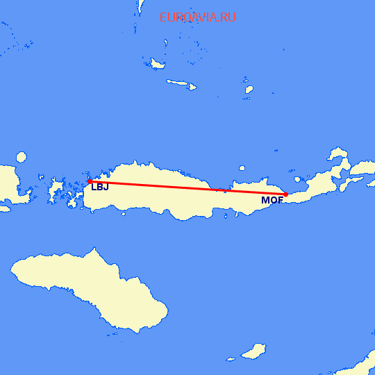 перелет Лабуан-Баджо — Маумере на карте
