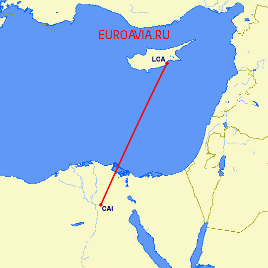 перелет Ларнака — Каир на карте