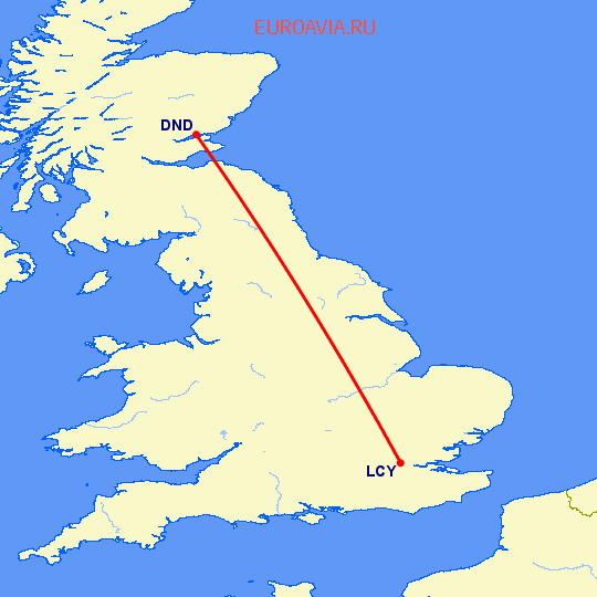 перелет Лондон — Данди на карте