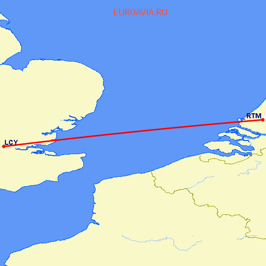 перелет Лондон — Роттердам на карте