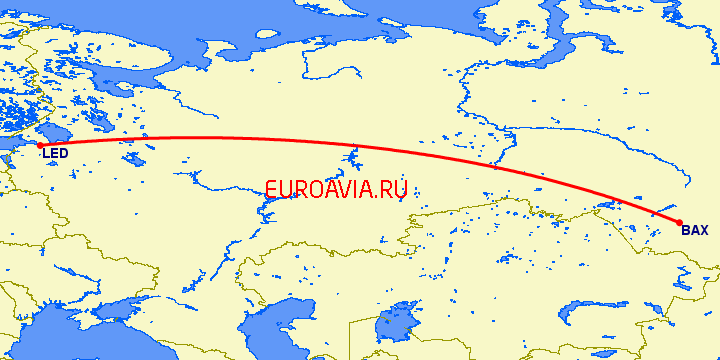перелет Санкт Петербург — Барнаул на карте