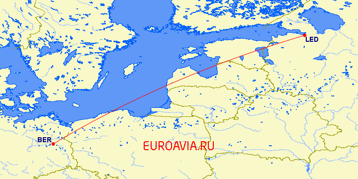 перелет Санкт Петербург — Берлин на карте
