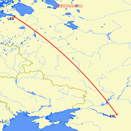 перелет Санкт Петербург — Элиста на карте