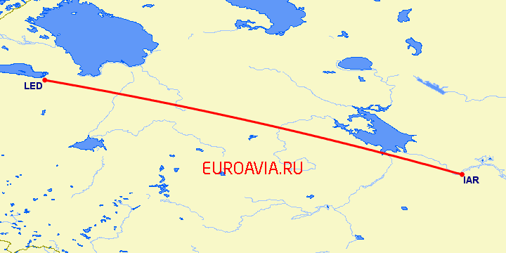 перелет Санкт Петербург — Ярославль на карте