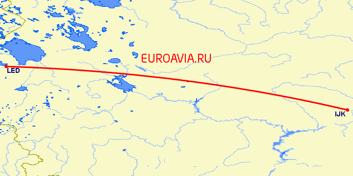 перелет Санкт Петербург — Ижевск на карте